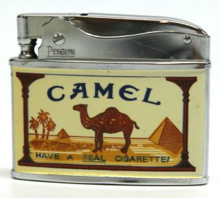 Vintage Camel Lighter - Penguin 18250 Have A Real Cigarette Made In Japan