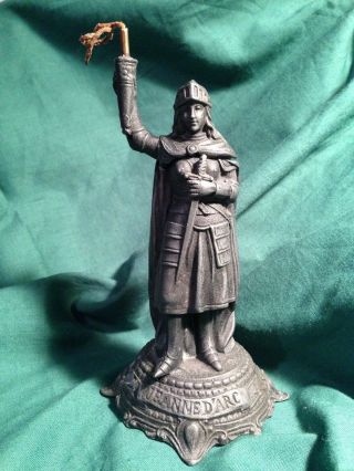 Antique 19th C Joan Of Arc Oil Lamp Statuette Statue Of Liberty Style