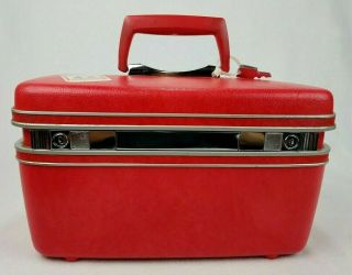 Vintage - Retro - Red - Samsonite Silhouette Train Case Suitcase Luggage Makeup