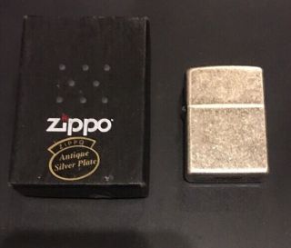 Zippo Lighter (code H12,  2012) Antique Silver Plate W/ Orig Box