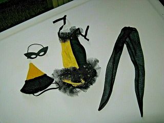 Vintage Barbie Masquerade Costume Outfit Black Stockings Mask Hat No 944