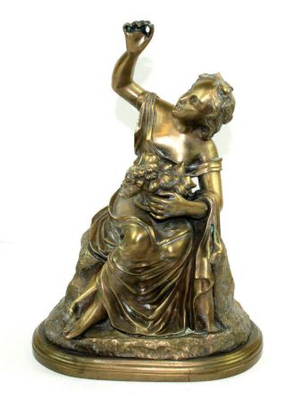 Antique Mid 1800s French Bronze Harvest Statue Figurine Prosperity Farming