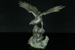 Sep090 Japanese Antique Bronze Hawk Eagle Statue Figure