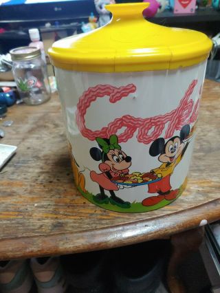 Mickey Mouse Tin Cookie Jar Vintage Walt Disney Productions J.  Chein Co.