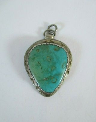 Old Vintage Navajo Sterling Silver With Turquoise Pendant