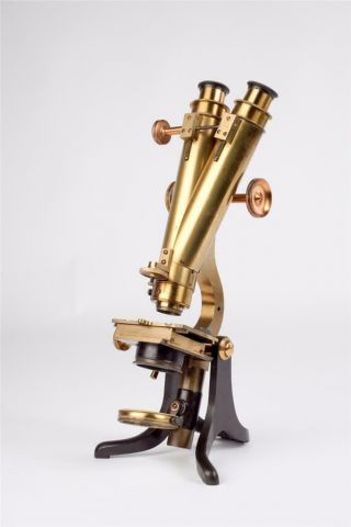Vintage C1870 " W.  Johnson " Brass Binocular Microscope  3