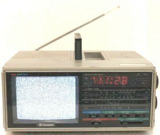 Kawasho Vintage Very Rare Tv Clock Radio Model 3706 4.  5 " Color Tv Hong Kong Vgc