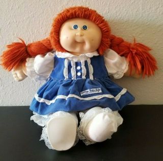 Vintage 1983 Cabbage Patch Kids Doll W/ Outfit Girl Red Hair Pigtails Dress Cute