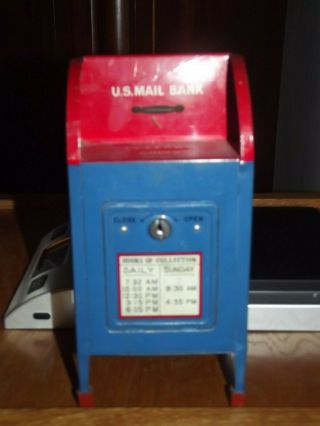 Vintage Metal U.  S.  Mail Box Coin Piggy Bank