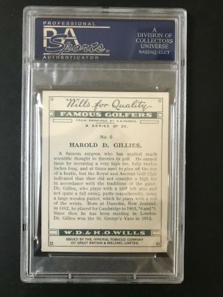 1930 W.  D.  & H.  O.  Wills Famous Golfers: Harold Gillies 6 PSA Grade 6 2