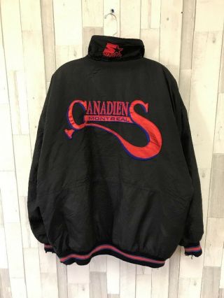 Vintage Montreal Canadiens Starter Nhl Insulated Jacket Size Xl Black