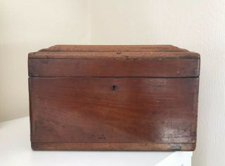 Antique Vintage Wooden Work / Jewellery Box Stepped Top