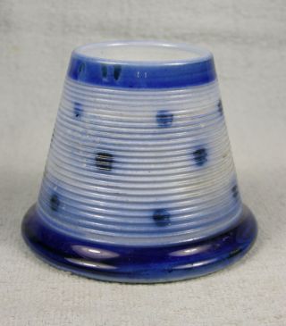 Blue Polka Dot Decorated Pottery Match Holder / Striker
