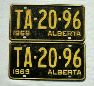 1969 Alberta Vintage License Plate Pair Ta - 20 - 96