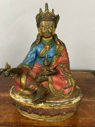 18th/19th Chinese Polychrome Gilt Bronze Buddha