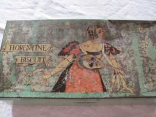 Antique Vintage National Biscuit Company Lithograph Hinged Tin Biscuit Box