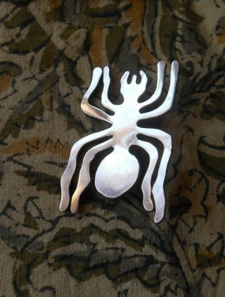 Vintage Pin/pendant - Sterling Spider - Nazca Lines Peru - 1 1/4 X 2 In - 10.  6g