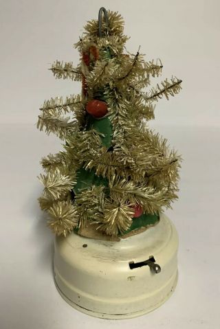 Vtg Antique Miniature Light Up Christmas Tree W/ Red - Color Lights 6 " Tall