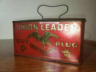 Union Leader Cut Plug Tin Vintage Tobacco And Chewing Lunch Bucket