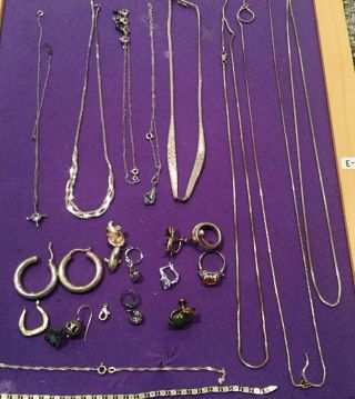 Vintage Sterling Silver Scrap,  Repair 3 Oz Necklaces Bracelets,  Earrings Rings