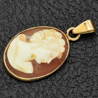 Antique 14k Yellow Gold Cameo Oval Charm Pendant 25 X 15.  7 Mm