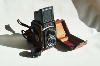 Vintage Medium Format Waltzflex 120mm Camera With Self Timer & Leather Case
