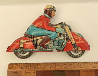 1950s Vintage Tin Toy Huki Hkn Friction Racing Motorcycle Western Germany Vgc