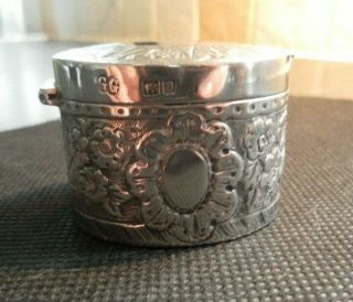 Antique Victorian Solid Silver Pill Snuff Box Pot Hm Birmingham 1896 - 36.  9g