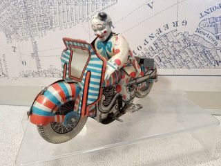 Antique Motorcycle Mettoy Circus Clown 1st Price 1930:s Great Britain