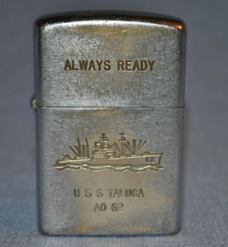 Uss Taluga Ao 62 " Always Ready " - Vintage Prince Rocky Lighter Pat.  234754