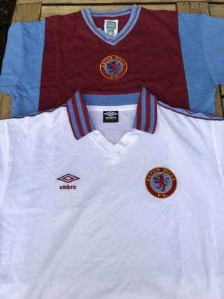 2 X Vintage Aston Villa Home & Away Football Shirts Size Large Retro Umbro Rare