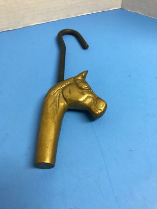 Vintage Solid Brass Horse Head Hook Chimney Flue Damper Opener