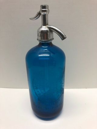 Weigensberg Bev’s Vintage Blue Seltzer Bottle Newark Nj Excelsior Bottle