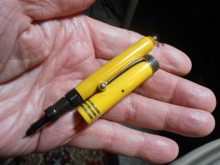 Antique Parker Lady Duofold Lucky Curve Fountain Pen Mandarin Yellow Pat 4 - 25 - 11
