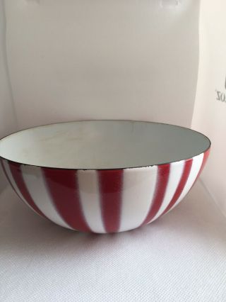 Vintage Retro Mcm Scandinavian Cathrineholm Red And White Striped Bowl