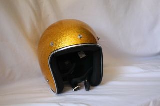 Gold Torc T50 Open Face 3/4 Motorcycle Helmet Dot Racer Retro 5000 Vintage Sz.  L