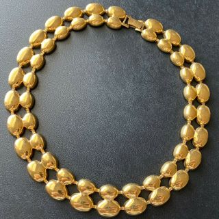 Signed Napier (patented) Vintage 1970s 80s Retro Gold Tone Collar Necklace 95