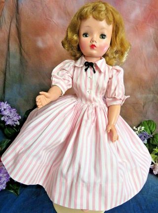Vintage 1950s Madame Alexander Cissy Doll In Pink Stripe Tagged Dress 20 " Blonde