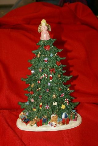12 " H Vintage Resin Holiday Christmas Tree Figurine Multiple Ornaments