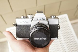 Vtg Minolta Srt 200 35mm Film Camera Body Rokkor - X 50mm F/2 Lens Student Set