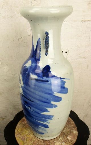 Large Antique Chinese Porcelain Celadon Blue White Vase 23.  4 