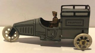 Antique Penny Toy - German Tin Litho Wwi Era 3 - Wheel Truck – Early 20th C.