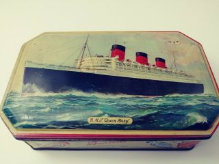 Vintage Rms Queen Mary Bensons Candy Tin Lancashire England