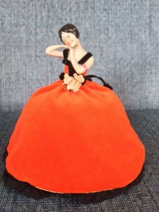Vintage Porcelain Pin Cushion Half Doll With Dress