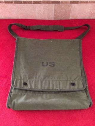 Vtg Vietnam Era Us Military Canvas Case Map And Photograph Shoulder Bag W/strap