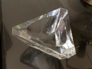 Art Deco Style Clear Glass Ashtray Large Triangle 7.  5 "