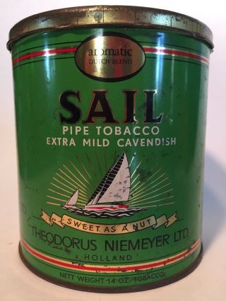 Sail Extra Mild Cavendish Pipe Tobacco Tin Canister Advertising Niemeyer Holland