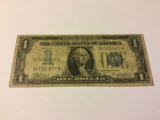 VINTAGE 1934 $1 SILVER CERTIFICATE ONE DOLLAR BILL WASHINGTON BLUE SEAL CURRENCY 2