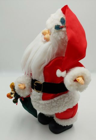 Vintage Musical Santa Claus Animated Wind up toy Carrying Gift Sack Plastic face 2
