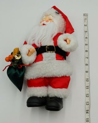 Vintage Musical Santa Claus Animated Wind up toy Carrying Gift Sack Plastic face 3
